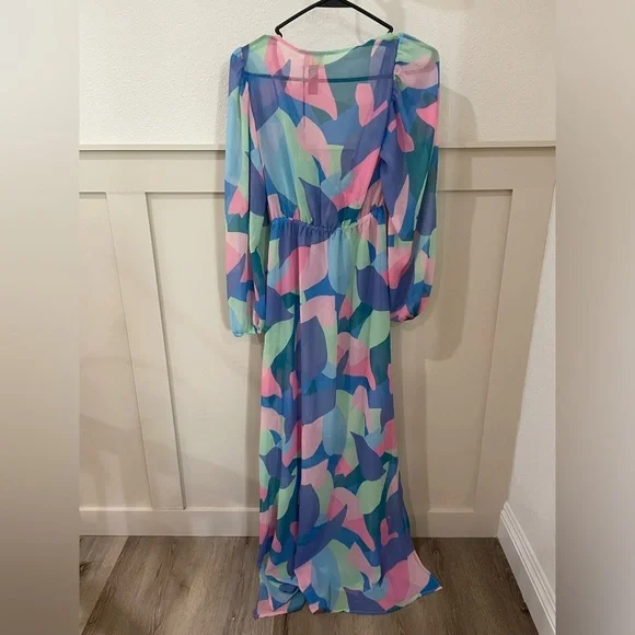 NWT Beach Riot Shiloh Printed Long Sleeve Swimsuit Coverup Maxi Dress - Picture 9 of 10